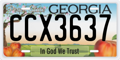 GA license plate CCX3637
