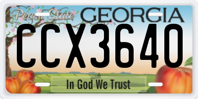 GA license plate CCX3640