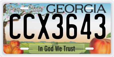 GA license plate CCX3643