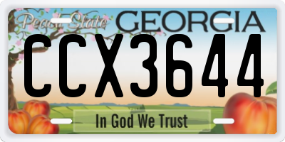 GA license plate CCX3644
