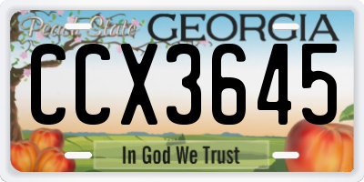 GA license plate CCX3645