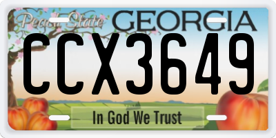 GA license plate CCX3649