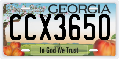 GA license plate CCX3650