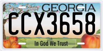 GA license plate CCX3658