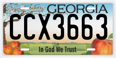 GA license plate CCX3663