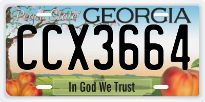 GA license plate CCX3664
