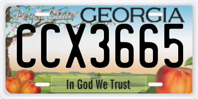 GA license plate CCX3665