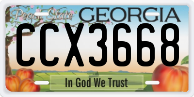 GA license plate CCX3668