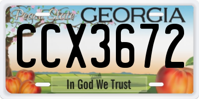 GA license plate CCX3672