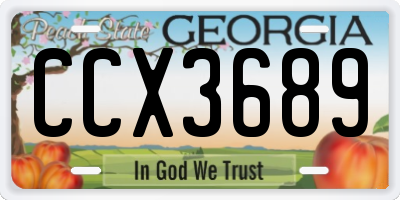 GA license plate CCX3689