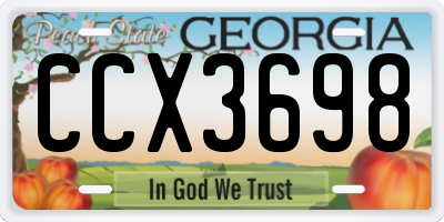 GA license plate CCX3698