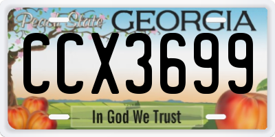 GA license plate CCX3699