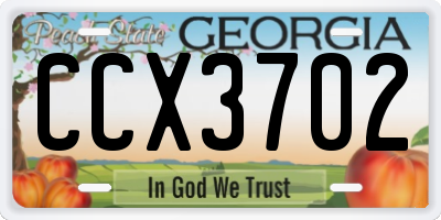 GA license plate CCX3702