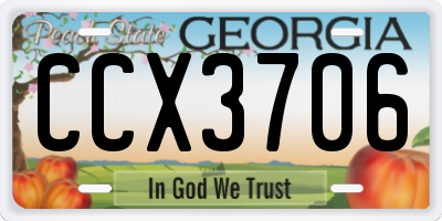GA license plate CCX3706