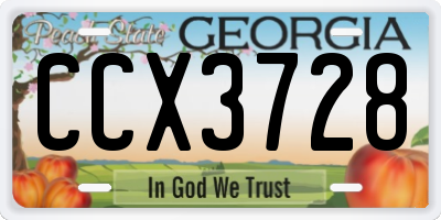 GA license plate CCX3728