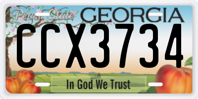 GA license plate CCX3734