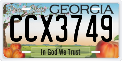 GA license plate CCX3749