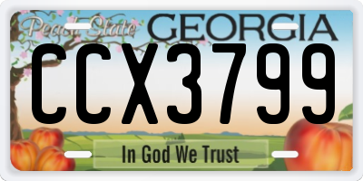 GA license plate CCX3799