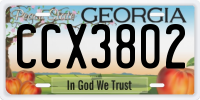 GA license plate CCX3802
