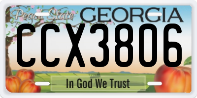 GA license plate CCX3806