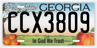 GA license plate CCX3809