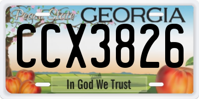 GA license plate CCX3826