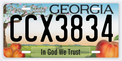 GA license plate CCX3834