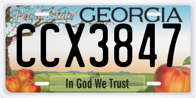 GA license plate CCX3847