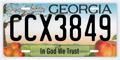 GA license plate CCX3849