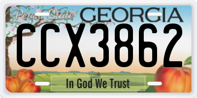 GA license plate CCX3862