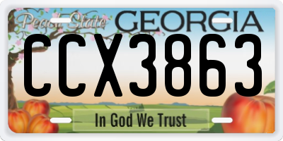 GA license plate CCX3863