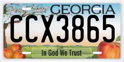GA license plate CCX3865