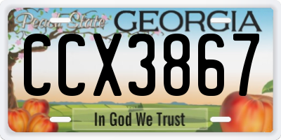 GA license plate CCX3867