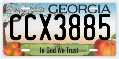 GA license plate CCX3885