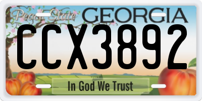 GA license plate CCX3892