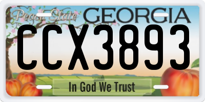 GA license plate CCX3893
