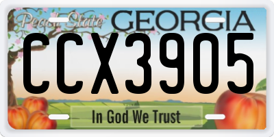 GA license plate CCX3905
