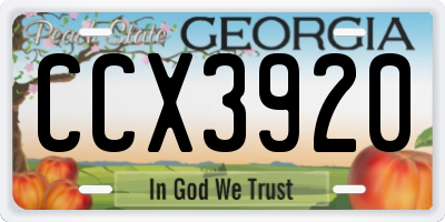 GA license plate CCX3920