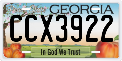 GA license plate CCX3922