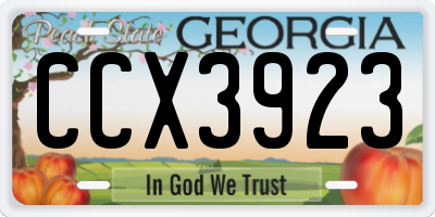 GA license plate CCX3923