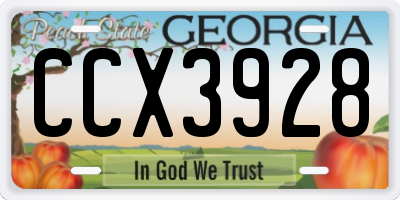 GA license plate CCX3928