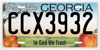 GA license plate CCX3932