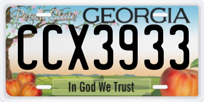 GA license plate CCX3933
