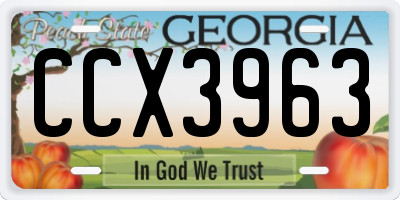 GA license plate CCX3963