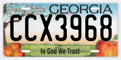 GA license plate CCX3968