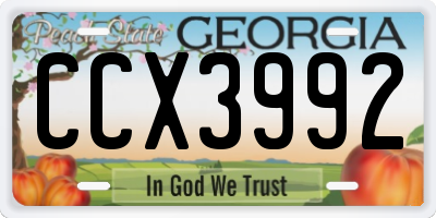 GA license plate CCX3992