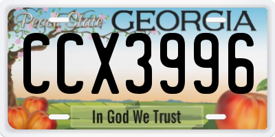 GA license plate CCX3996