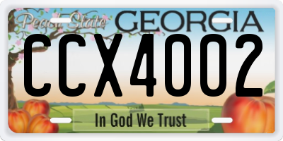 GA license plate CCX4002