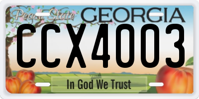 GA license plate CCX4003
