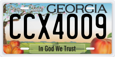 GA license plate CCX4009